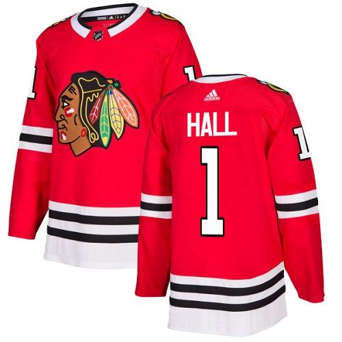 Adidas Men Chicago Blackhawks #1 Glenn Hall Red Home Authentic Stitched NHL Jersey